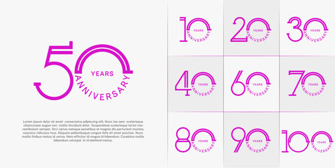 set of anniversary logotype purple color for special celebration event