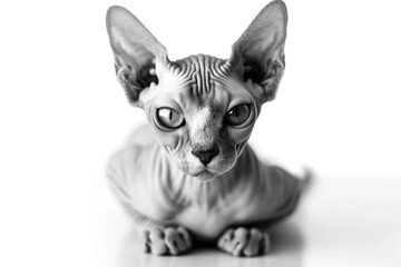 A simple black and white photo capturing the beauty of a sphynx cat. Perfect for cat lovers or...