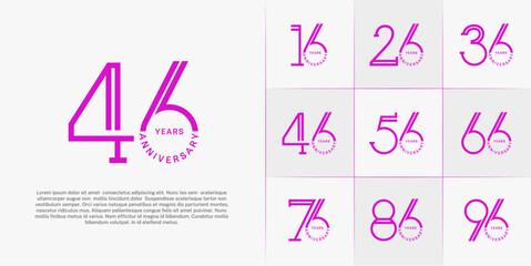set of anniversary logotype purple color for special celebration event