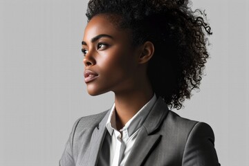 Obraz premium A professional woman wearing a suit and tie posing for a picture. Suitable for business and corporate themes