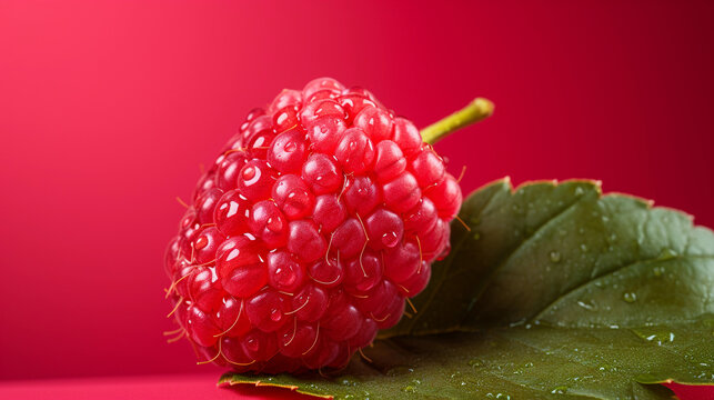 Macro View of a Ripe Raspberry Highlighting Its Juicy Texture - The Essence of Summer Flavors