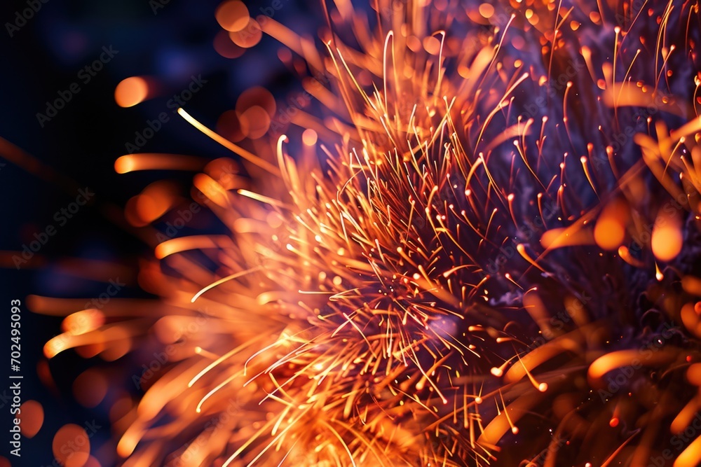 Poster A close-up view of a firework with a blurry background. Suitable for various celebratory occasions