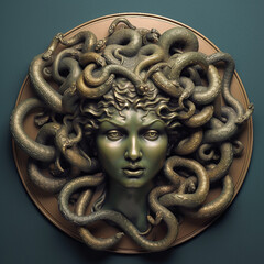 Medusa bronze wall decoration