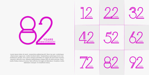 set of anniversary logotype purple color for special celebration event