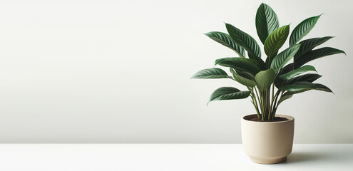 Different beautiful houseplants in pots on white background.	