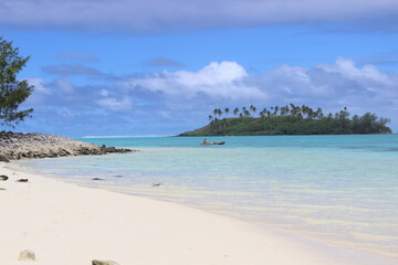 rarotonga island beach sand like paradise with clouds