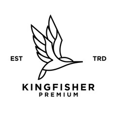 Fototapeta premium Kingfisher Bird Line logo icon design illustration