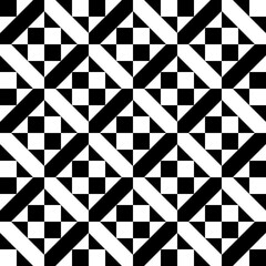 Squares, triangles, figures seamless pattern. Folk wallpaper. Geometric background. Checks, triangular shapes, forms ornate. Tribal motif. Ethnic ornament. Textile print, abstract. Vector artwork.