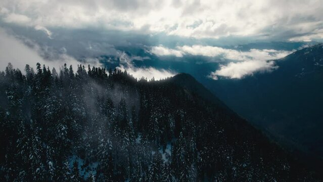 Cinematic Drone Shot of Mountain Ridge in Washington