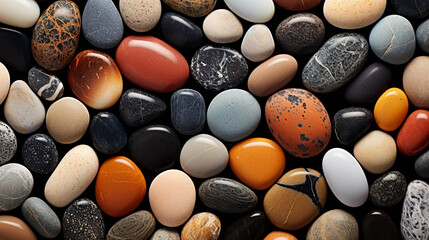 Extensive Assortment of Different Stones and Pebbles Lined Up - A Geological Spectrum