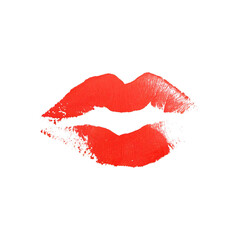 Red lips kiss imprint isolated cutout on transparent