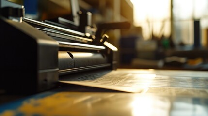 A close up of a printer on a table. Ideal for office or home use