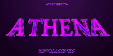 Purple Greek God Athena Editable Vector 3D Text Effect