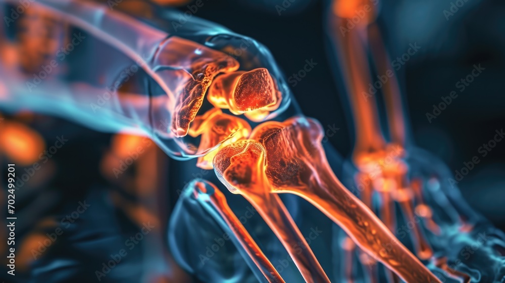 Poster a detailed view of the bones and skeletal structure of a skeleton. this image can be used for educat