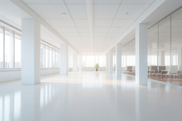 White modern empty office with columns