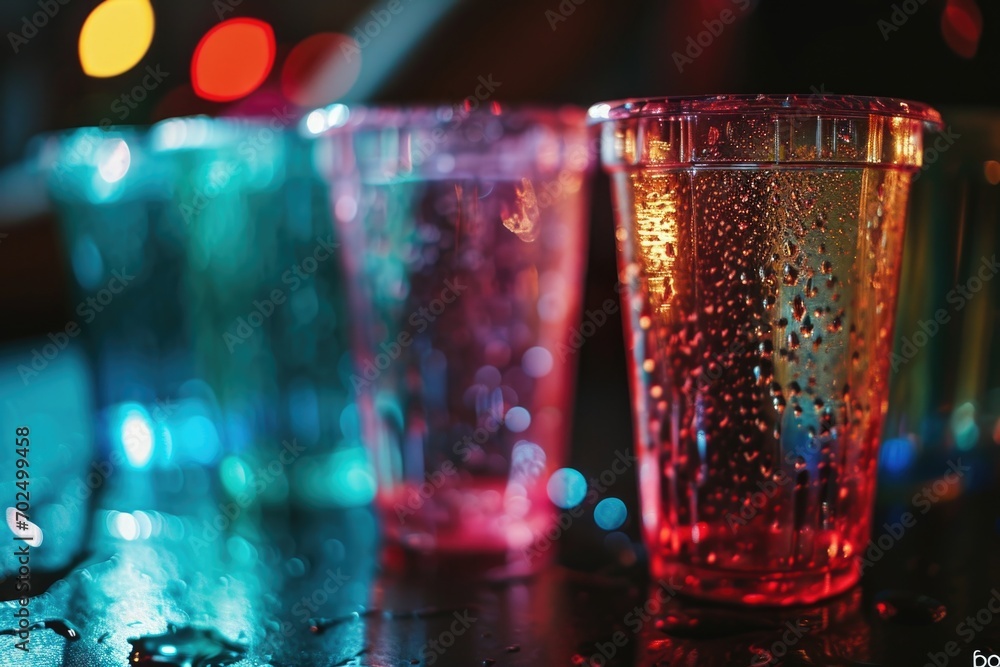 Poster three glasses are captured in a close-up shot, showcasing their elegant design. this versatile image