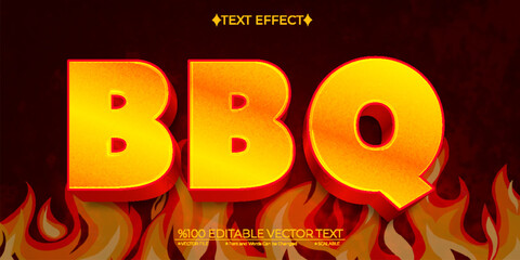 Gold and Red Bold Bbq Editable Vector 3D Text Effect