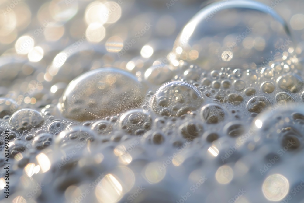 Poster A close-up view of a bunch of bubbles. Perfect for adding a touch of whimsy to any project or design