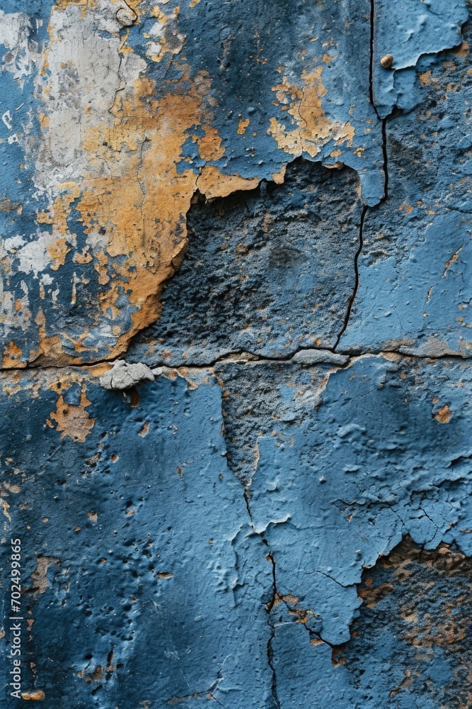Poster close up view of peeling paint on a wall. this image can be used to depict decay, deterioration, or 