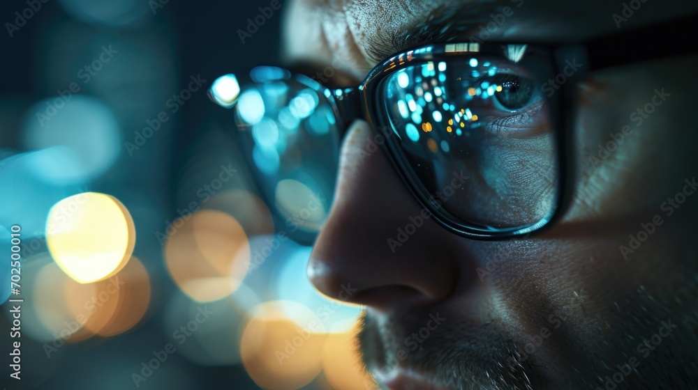 Poster person wearing glasses up close. versatile image suitable for various contexts