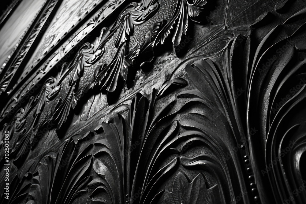 Poster a black and white photo of a decorative wall. suitable for interior design projects or as a backgrou