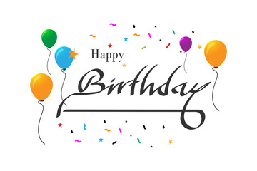 Design text birthday with balloons for greeting template happy bairthday.