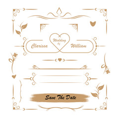 Set of border frame template for banner or wedding card invitation.