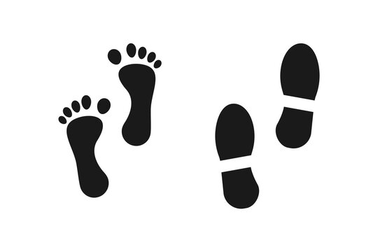 Footprint and shoe sole icon. 