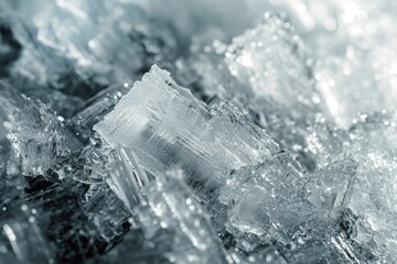 A detailed view of a cluster of ice crystals. Perfect for winter-themed designs and nature-inspired projects
