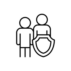 Friend protection outline icons,  minimalist vector illustration ,simple transparent graphic element .Isolated on white background