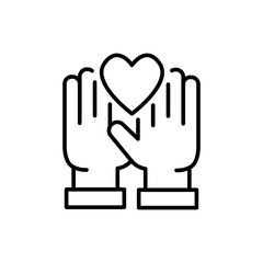 Love hand outline icons,  minimalist vector illustration ,simple transparent graphic element .Isolated on white background