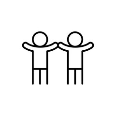 Friends together outline icons,  minimalist vector illustration ,simple transparent graphic element .Isolated on white background