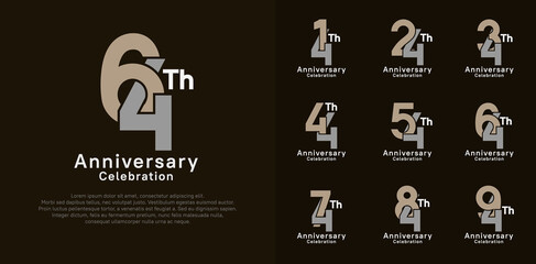 anniversary logotype vector design with brown and gray color for celebration moment