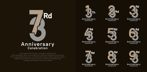 anniversary logotype vector design with brown and gray color for celebration moment