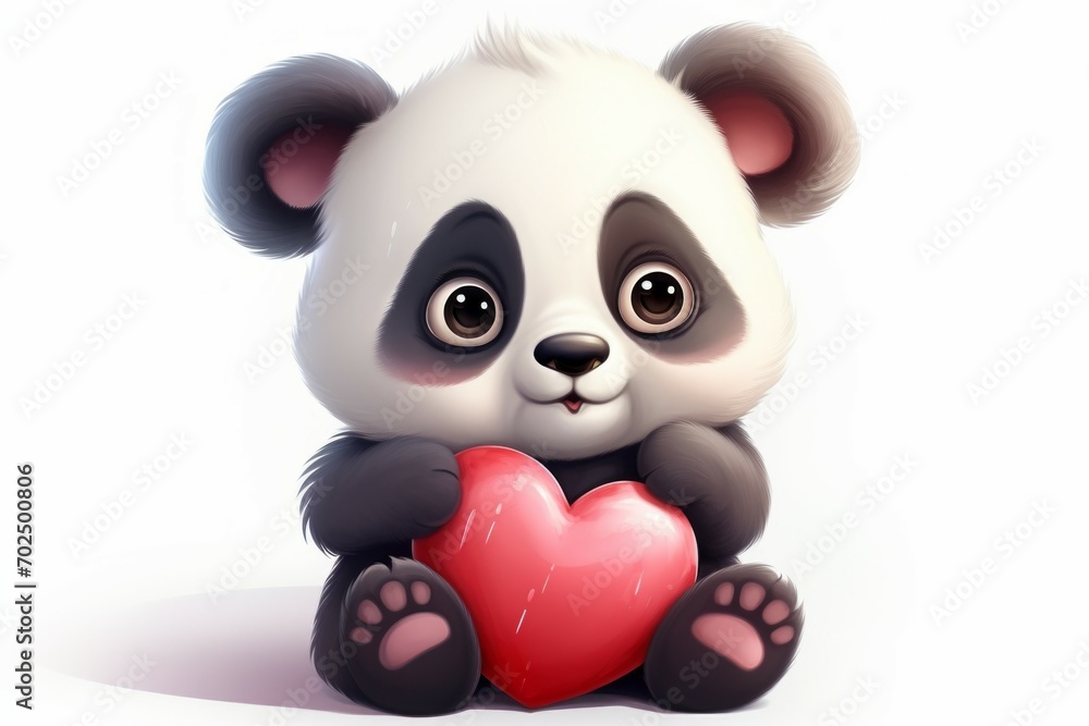 Poster cute panda. background with selective focus and copy space