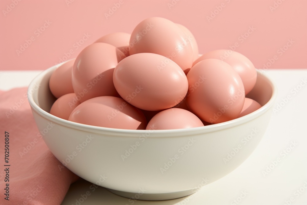Poster eggs in trendy colors. background with selective focus and copy space