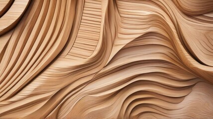 Abstract wood carvings, swirling lines.