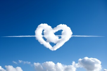 Cloud in the shape of a heart. Backdrop with selective focus and copy space for the inscription