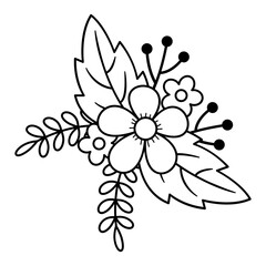 Flower bouquet line art. Design element with floral theme.