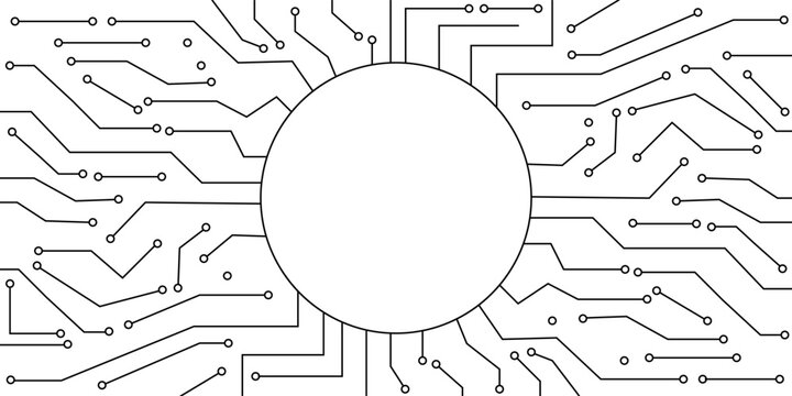 circular circuit board frame with copy space