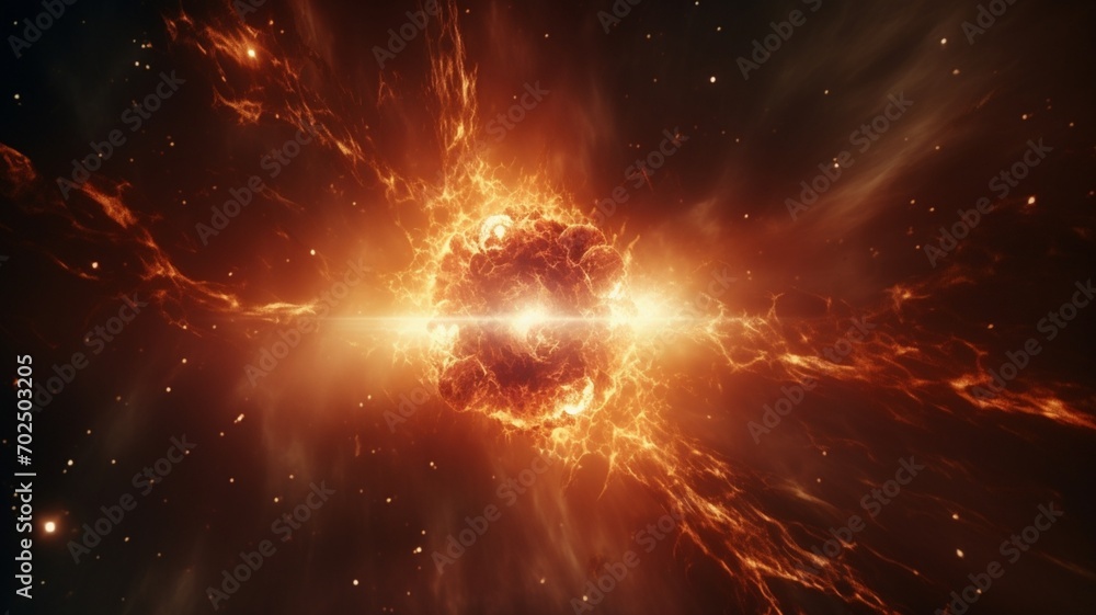 Poster supernova explosion in space: visual spectacle, capturing the majesty of a very high-energy event in
