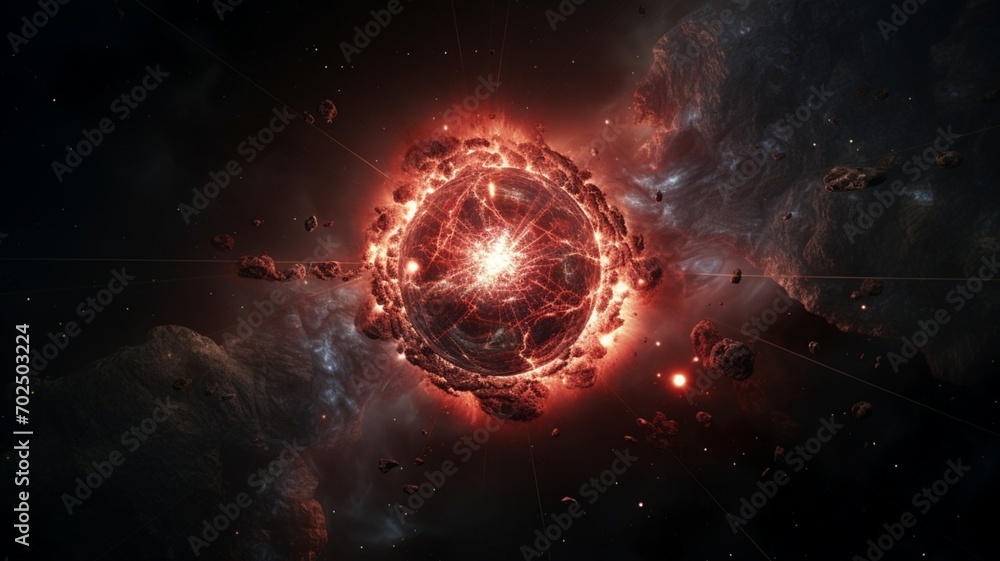 Poster supernova explosion in space: visual spectacle, capturing the majesty of a very high-energy event in