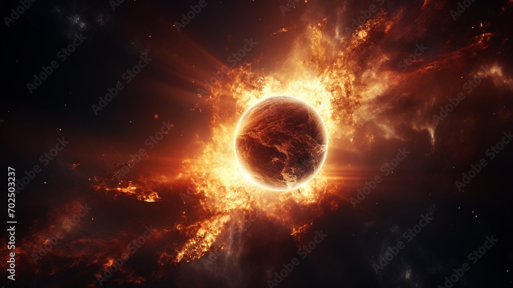 Poster supernova explosion in space: visual spectacle, capturing the majesty of a very high-energy event in