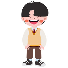 Happy cute children in school uniform