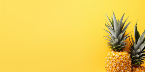 Golden yellow banner with a pineapple on the side with space for copy space.