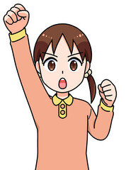 ガッツポーズの女の子