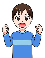 ガッツポーズの男の子