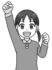 ガッツポーズの女の子