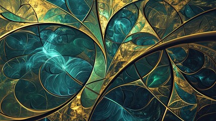 Abstract pattern and texture in gold and emerald - obrazy, fototapety, plakaty