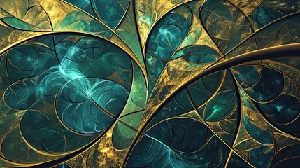 Poster Abstract pattern and texture in gold and emerald © EAStevens